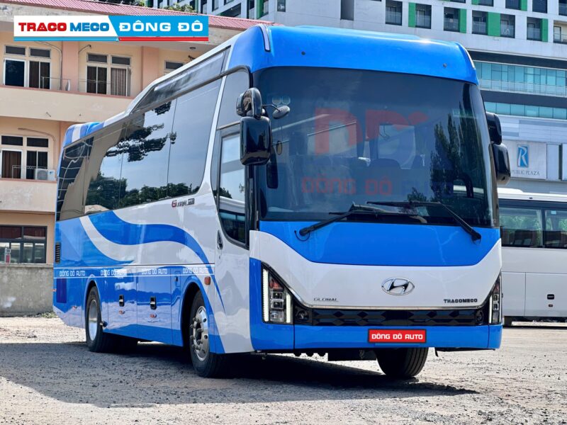 Owner-supplied blue Tracomeco 29-seat coach